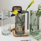 Nordic Ribbed Glass Vase - 28cm Modern Design Home & Garden Vases