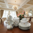 24 Piece Opal Dinnerset with Silver Trim Kitchen & Dining Dinnerware Sets