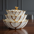 3 Piece Ceramic Oval Serving Bowls with Gold Trim Kitchen & Dining Serving Platters