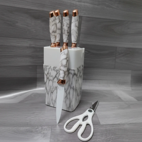 7 Piece Non-Stick Coated Knife Set with Marble Block Kitchen & Dining Kitchen Knives