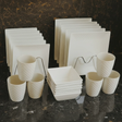 24 Piece White Square Dinnerset with Gold Accents Kitchen & Dining Dinnerware Sets