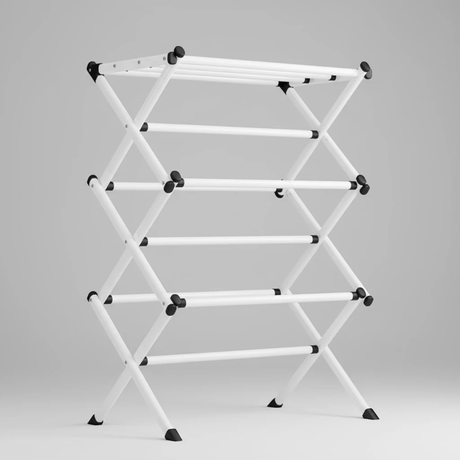 3 Tier Foldable Metal Clothes Drying Rack with Wheels Home & Garden Drying Racks