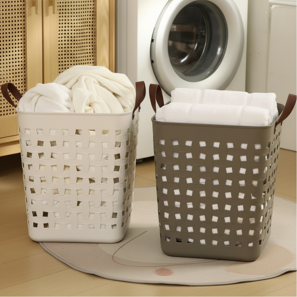 Modern Laundry Basket with Handles and Breathable Design
