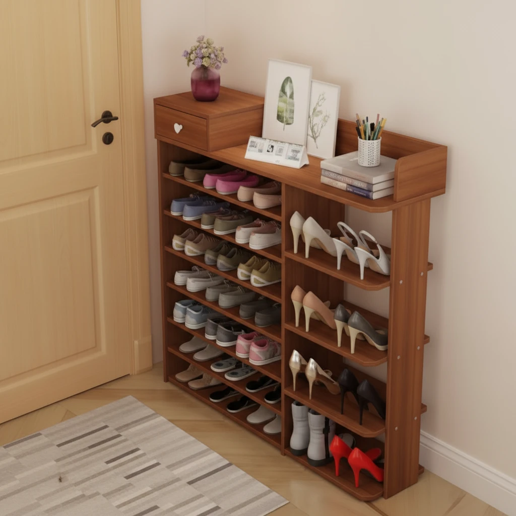 Multi-Layer Shoe Rack Storage Organizer with Top Shelf 100cm Home & Garden Shoe Racks