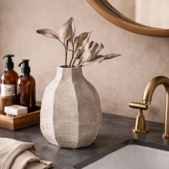 Stone Petal Vase with Textured Finish 21cm Home & Garden Vases