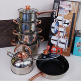 Yemitei Premium Stainless Steel Cookware Set with Rose Gold Handles Kitchen & Dining Cookware Sets