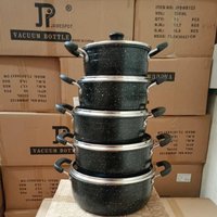 James Pot Black Cookware Set 5-Piece with Granite Finish Kitchen & Dining Cookware Sets