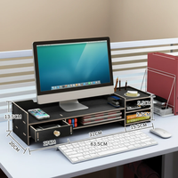 Bamboo Monitor Stand Riser with Drawer and Storage Multi-Compartment Home & Garden Computer Risers & Stands