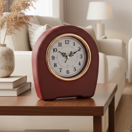 Table Clock - Elegant Leather Desk Clock with Engraving Option Home Decor Desk Clocks