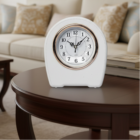 Table Clock - Elegant Leather Desk Clock with Engraving Option Home Decor Desk Clocks