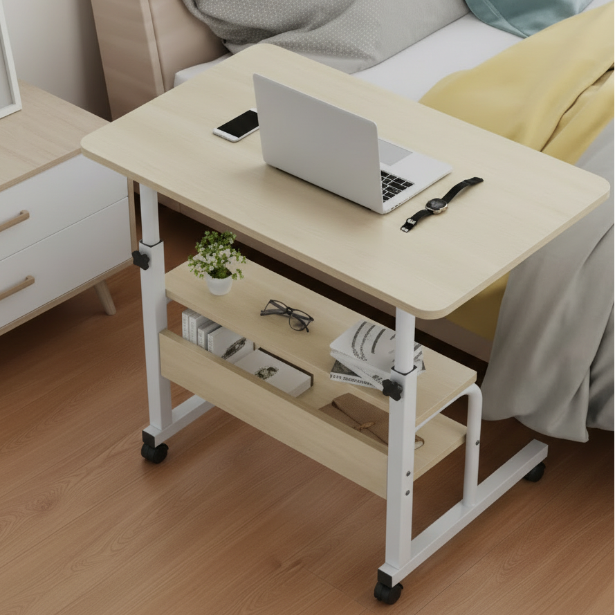 Adjustable Height Study Laptop Table with Wheels Mobile Desk Home & Garden Desks