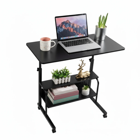 Adjustable Height Study Laptop Table with Wheels Mobile Desk Home & Garden Desks