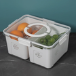 Stackable Fridge Storage Dual Sections Drain Basket Clip Lock Lid 31x24x14.2cm Kitchen & Dining Food Storage Containers