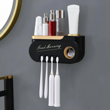 Wall Mounted Automatic Toothpaste Dispenser With Toothbrush Holder And Shelf Home & Garden Toothbrush Holders