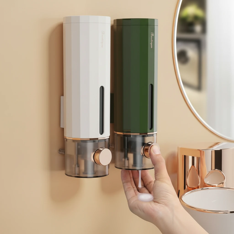 Wall Mounted Liquid Soap Dispenser 450ml No-Drill Self-Adhesive ABS with Viewing Window Home & Garden Soap & Lotion Dispensers