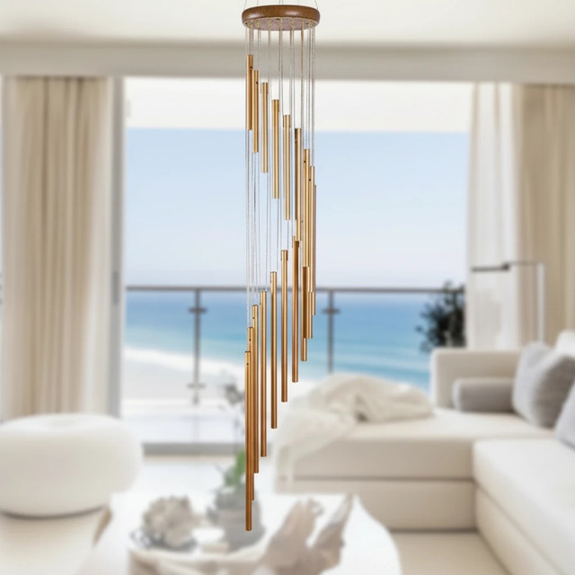 18-Tube Rotating Aluminum Wind Chime 90cm Spiral Soothing Melody Indoor Outdoor Gold Silver Home & Garden Wind Chimes