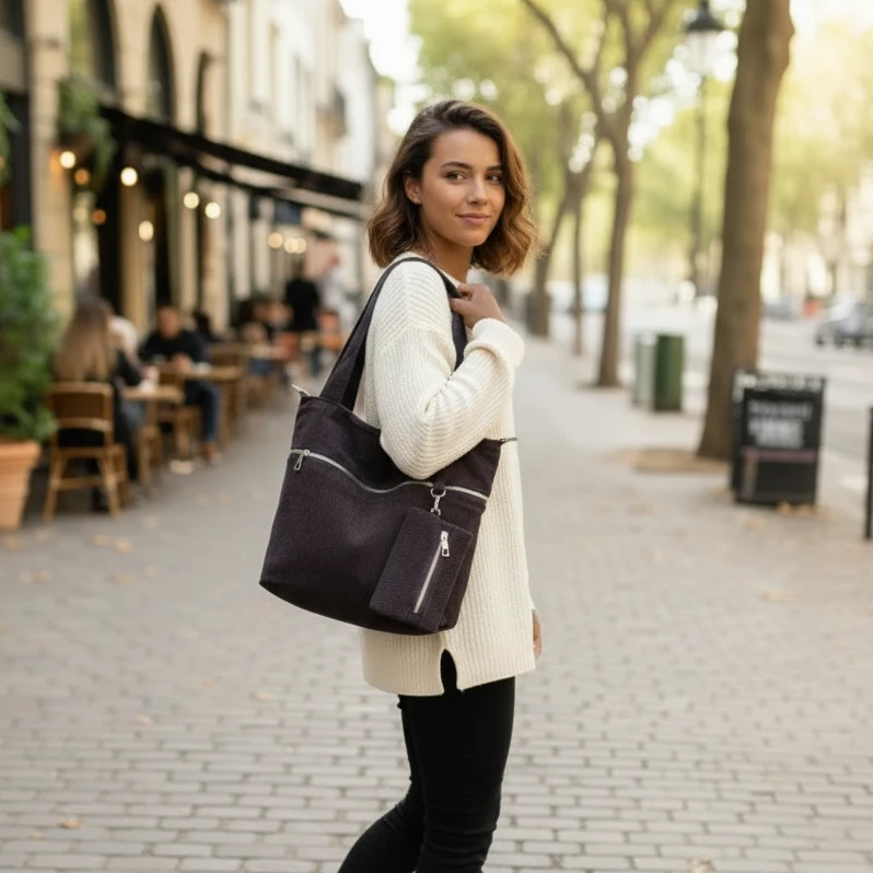 Casual Corduroy Shoulder Tote Bag with Detachable Mini Coin Purse 29x9x30cm White Brown Black Bags & Accessories Tote Bags