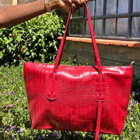 Croc Embossed PU Leather Tote Handbag 45x13x29cm Work Party Travel Chic Red Bags & Accessories Shopper Bags