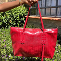 Croc Embossed PU Leather Tote Handbag 45x13x29cm Work Party Travel Chic Red Bags & Accessories Shopper Bags