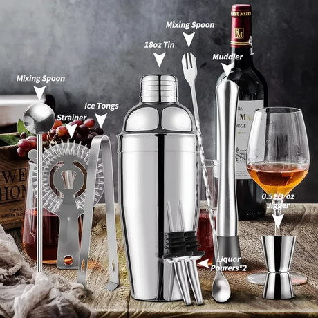 Cocktail Shaker Set 12-Piece 750ml Pro Bartender Kit Home cocktail and barware Cocktail & Barware Tool Sets