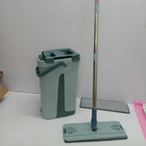 Veltex Flat Mop and Dual-Chamber Wringer Bucket Set with Extra Microfibre Cloth Green 33cm Head 125cm Handle Home & Garden Mops
