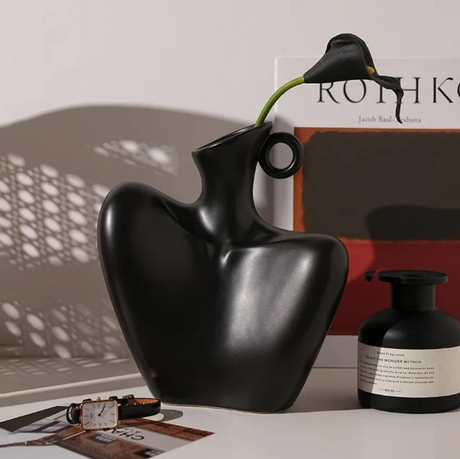 Collarbone Statement Ceramic Vase Abstract Torso Sculpture Matte White Black Home & Garden Uncategorized