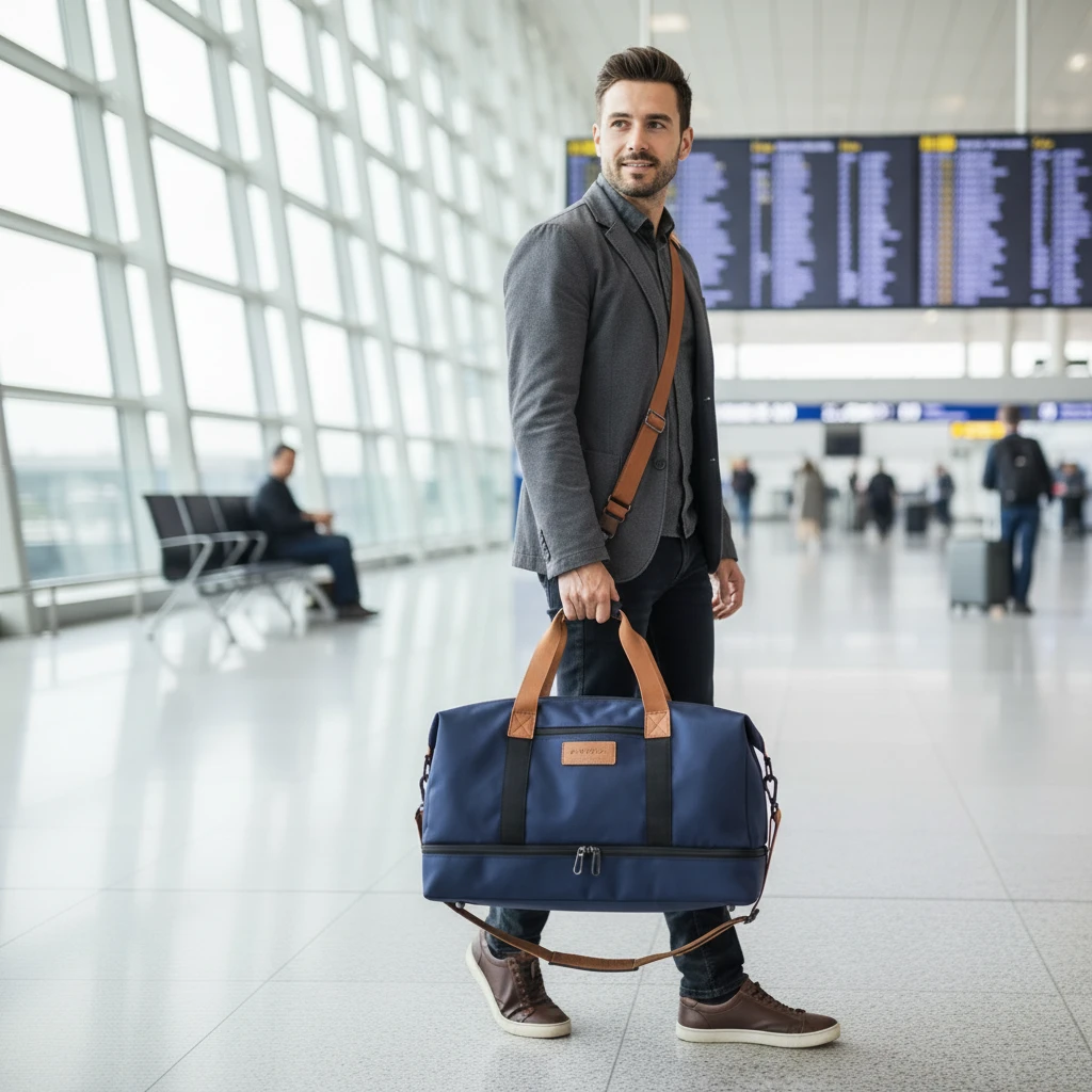 BEICHAO Large Oxford Duffle Travel Gym Bag 46x25x28cm Bottom Shoe Compartment Waterproof Unisex Army Green Orange Beige Bags & Accessories Gym Duffel Bags