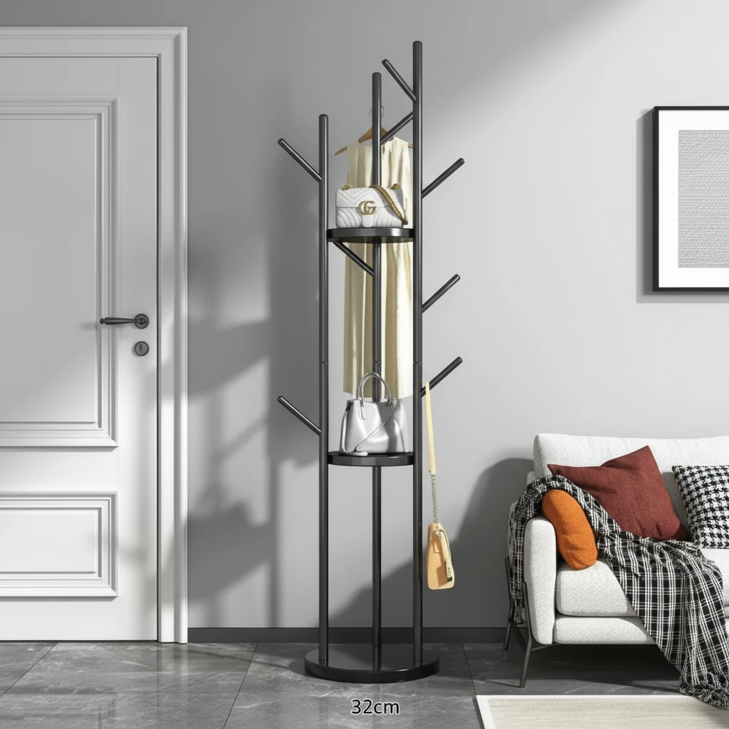Golden Metal Coat Tree Stand 30x170cm Hallway Space Saving Home Furnishings Coat & Hat Racks