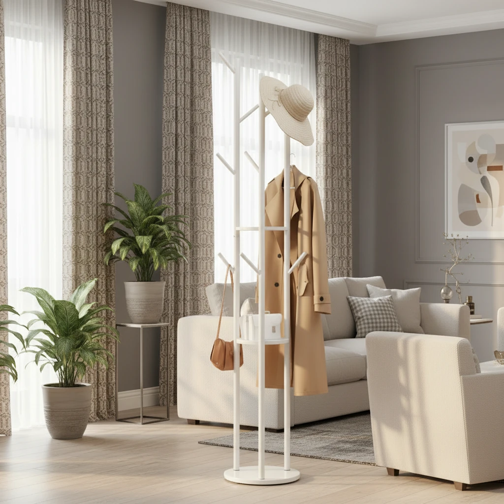 Golden Metal Coat Tree Stand 30x170cm Hallway Space Saving Home Furnishings Coat & Hat Racks