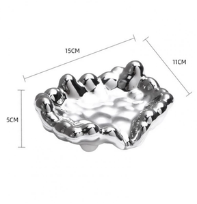 Luxury Ceramic Bubble Edge Soap Dish Gold Silver 15x11x5cm Home & Garden Soap Dishes & Holders