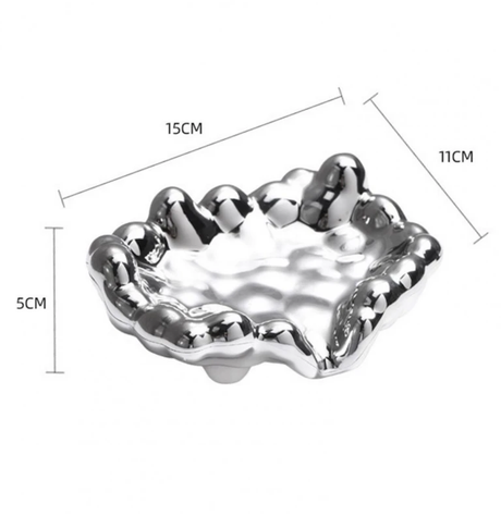 Luxury Ceramic Bubble Edge Soap Dish Gold Silver 15x11x5cm Home & Garden Soap Dishes & Holders