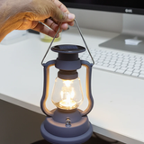 Retro Solar Hand Crank LED Lantern USB-C Rechargeable Black Brown 17x10cm Home & Garden Lamps