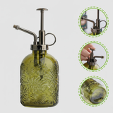 Retro Embossed Glass Plant Mister Spray Bottle Olive Green 300ml Home & Garden Lawn & Garden Sprayers