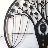 Chakra Yoga Tree of Life Metal Wall Art 60cm Matte Black Handmade Home & Garden Visual Artwork