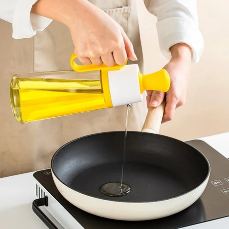 2-in-1 Glass Oil Dispenser with Silicone BBQ Brush 550ml Grey Teal Yellow Kitchen & Dining Basting Brushes