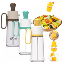 2-in-1 Glass Oil Dispenser with Silicone BBQ Brush 550ml Grey Teal Yellow Kitchen & Dining Basting Brushes
