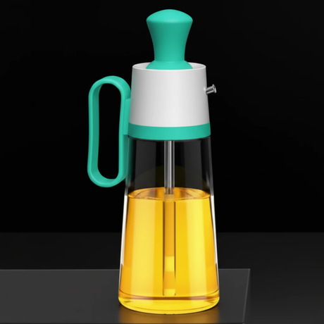 2-in-1 Glass Oil Dispenser with Silicone BBQ Brush 550ml Grey Teal Yellow Kitchen & Dining Basting Brushes