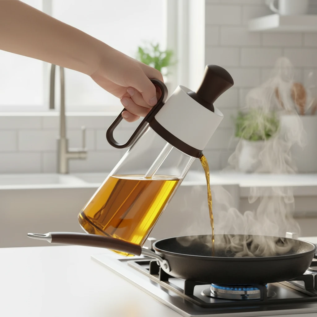 2-in-1 Glass Oil Dispenser with Silicone BBQ Brush 550ml Grey Teal Yellow Kitchen & Dining Basting Brushes