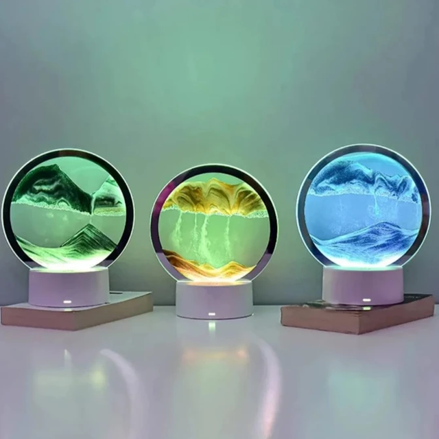 LED Moving Sand Art Lamp RGB Quicksand Night Light Green Yellow Blue 18cm Home & Garden Night Lights & Ambient Lighting