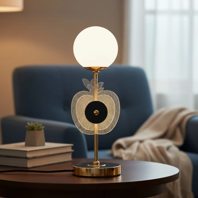 Glow LED Table Lamp 3D Apple Accent Gold Frosted Globe 13x13x38cm Home & Garden Table Lamps