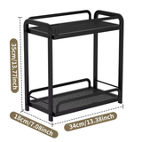 2-Tier Steel Mesh Kitchen Countertop Storage Rack U-Bar Rail Black White 40x25x35cm Kitchen & Dining Spice Organizers