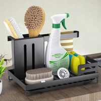 4-in-1 Carbon Steel Kitchen Sink Caddy Organiser Sponge Holder Matte Black Kitchen & Dining Sink Caddies