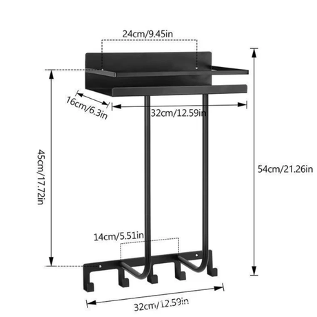 Wall Mounted Towel Rack 3-Slot Rolled Towel Holder Top Shelf 5 Hooks Matte Black Home & Garden Towel Racks