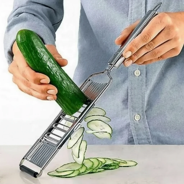 3-in-1 Stainless Steel Mandoline Slicer Grater Julienne 3 Interchangeable Blades Kitchen & Dining Kitchen Slicers
