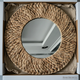 Boho Water Hyacinth Braided Round Wall Mirror 60cm Natural Handmade Home & Garden Mirrors