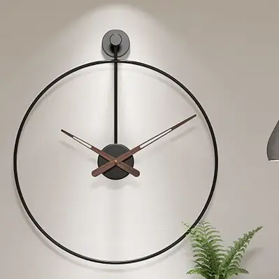 Luxury Single-Ring Open-Face Wall Clock 60cm Ultra-Minimalist Metal Gold Black Home & Garden Wall Clocks