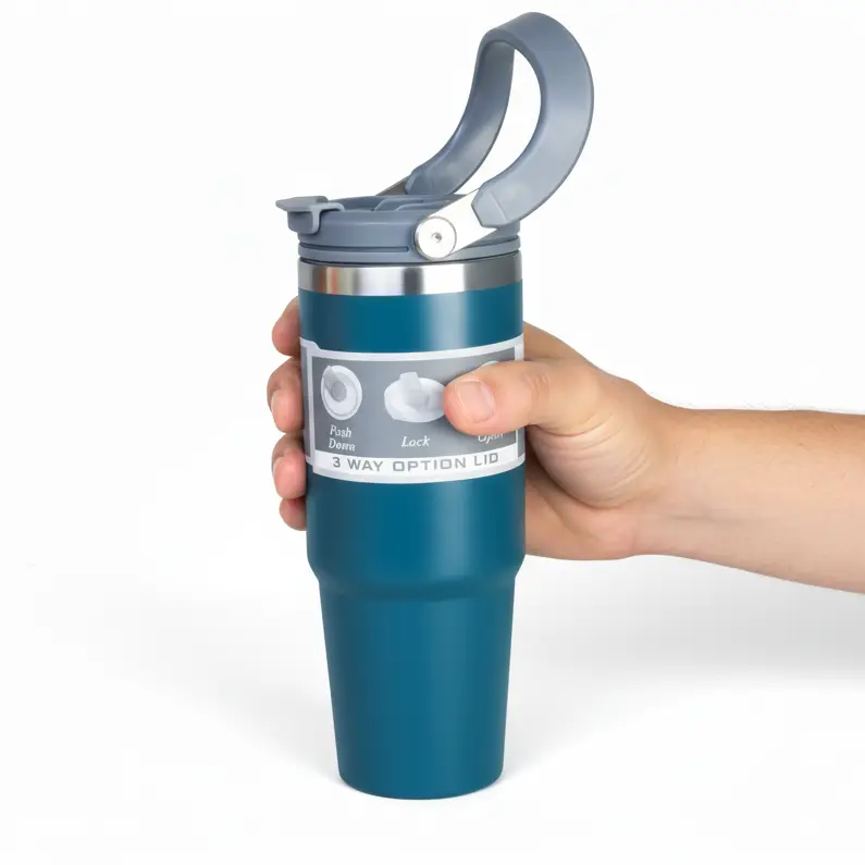 Tumbler - 890ml Double Wall Vacuum Insulated Stainless Steel with Handle Kitchen & Dining Tumblers