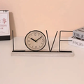 Desk Clock - Handmade Creative LOVE HOME Iron Wood Base 30cm Home Decor Desk Clocks