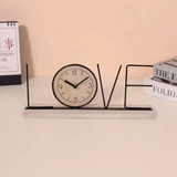 Desk Clock - Handmade Creative LOVE HOME Iron Wood Base 30cm Home Decor Desk Clocks