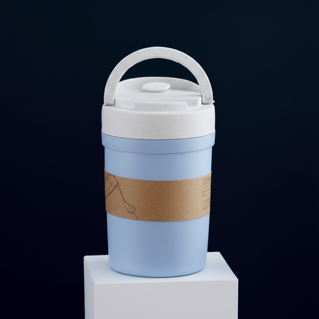 Soup Cup - 350ml Wheat Straw Leak-Proof Airtight Mug with Spoon Microwave Safe Kitchen & Dining Thermoses